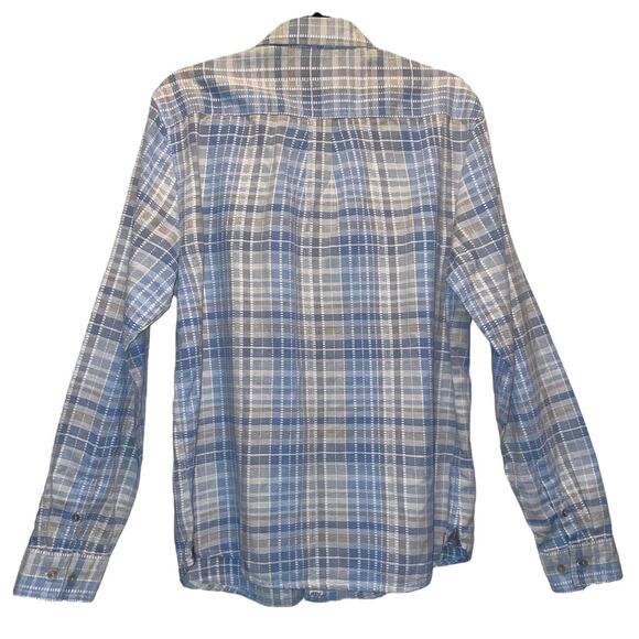 Carbon2Cobalt Blue Plaid Long Sleeve Button Front Shirt Medium - Picture 3 of 8